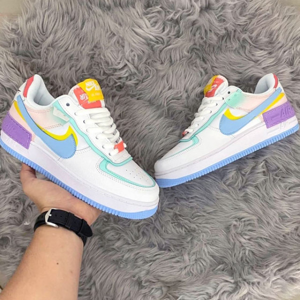 Nike Air Force One Colors Yellow Lila Blue