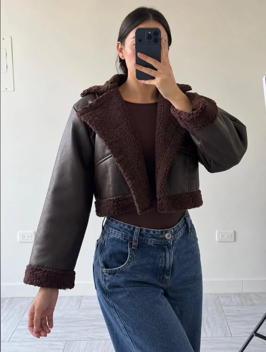 Chaqueta ovejera café talla única 
